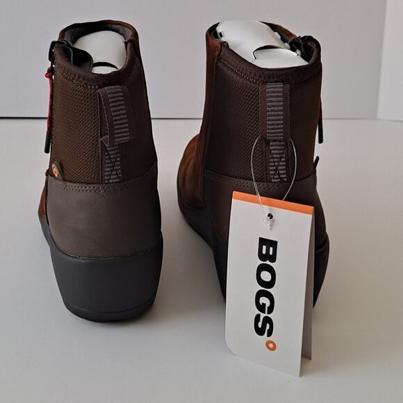NIB Bogs Vista Waterproof Leather Rugged Zip Snow Boots Cognac Womens Size 7 - Picture 5 of 14